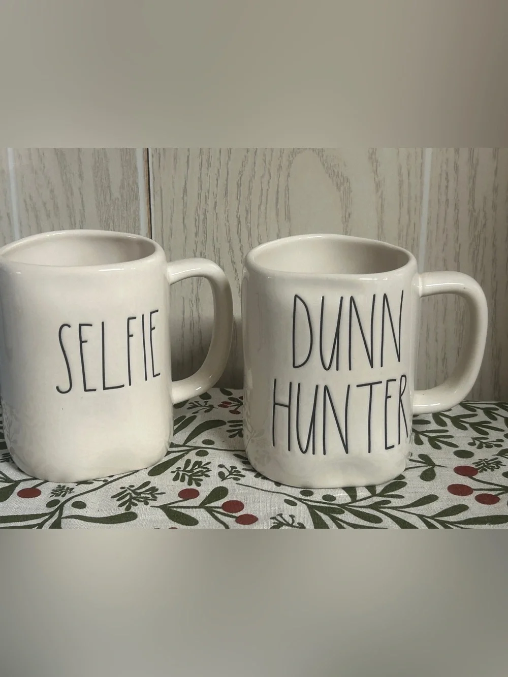 Rae Dunn Artisan Collection by Magent 2 Coffee Cup Set .Selfie and Dunn Hunter